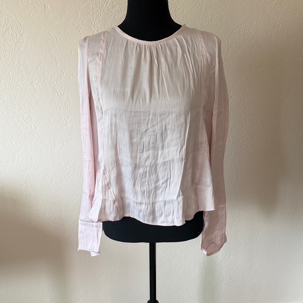 NWT FREE PEOPLE ARABELLA Light Pink Long-Sleeve Women's Blouse SIZE SMALL